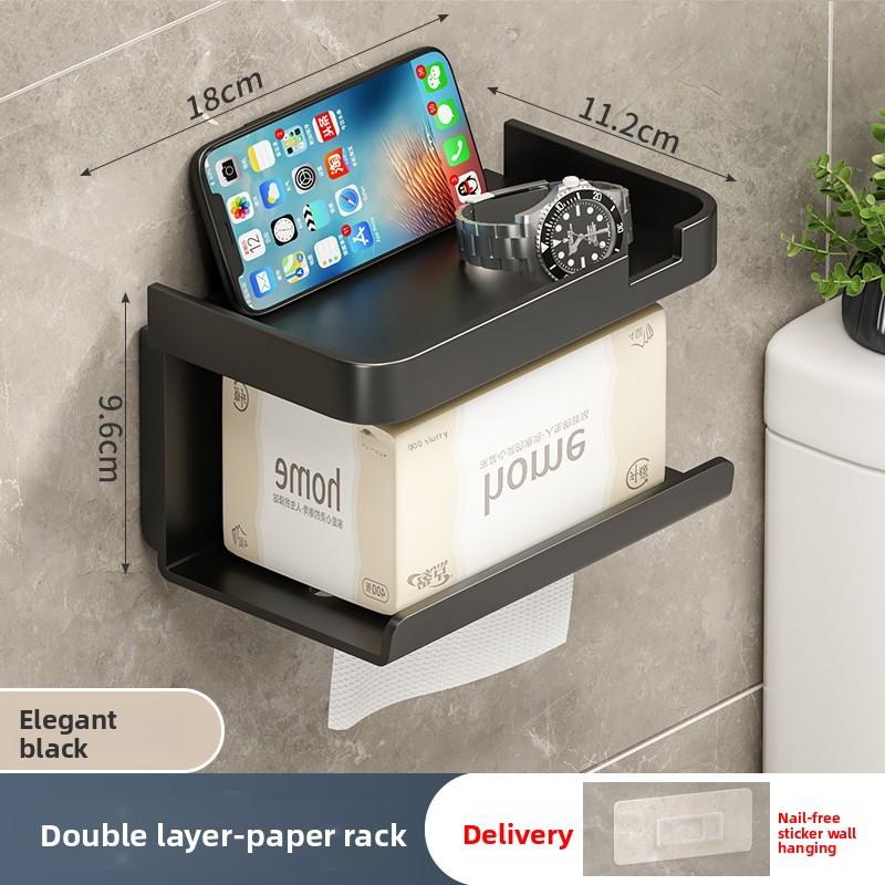 ABS Toilet Paper Holder No Drill Kitchen Storage Bathroom Accessories Self-Adhesive Wall Mounted Tissue Rack Paper Dispenser