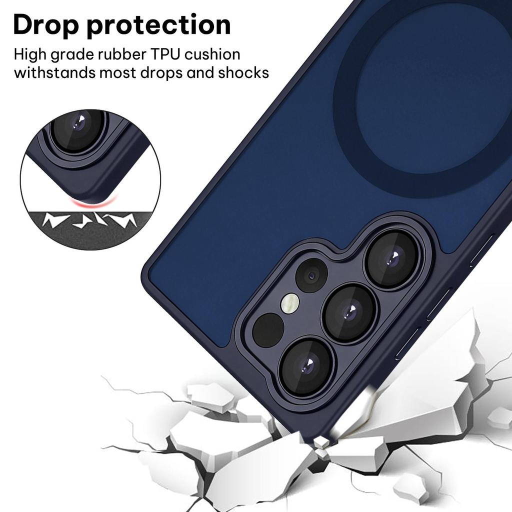 Full Protection Magnetic Skin Feel Phone Case Frosted Cover for Samsung S25 Ultra 5G With Lens Film
