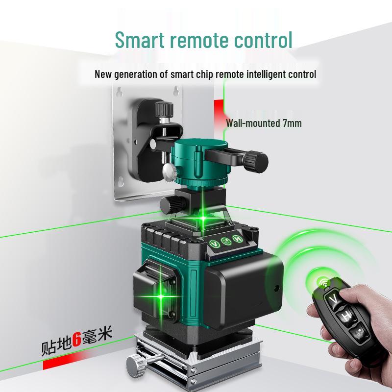 High Precision Green Infrared Laser Level: 12-Line Self-Leveling with Outdoor Strong Light for Walls & Floors
