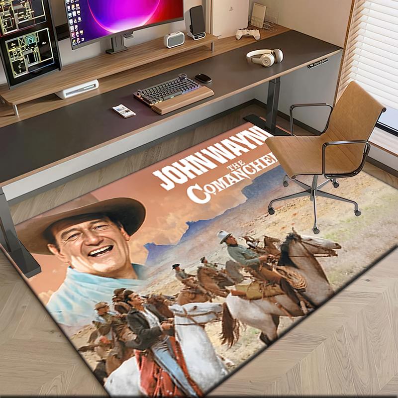 1pc John Wayne's Western Cowboy Trail Carpet Rug for Living Room Bedroom Home Sofa Decoration,Kids play Non-slip Floor Mat