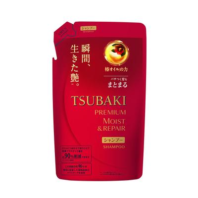 TSUBAKI Premium Volume Repair Shampoo Refill Tsubaki Shine Moist Liquid Red 330ml & Package (x 1)