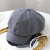 Simple retro plaid face small octagonal hat female fashion painter hat wide brim casual cap