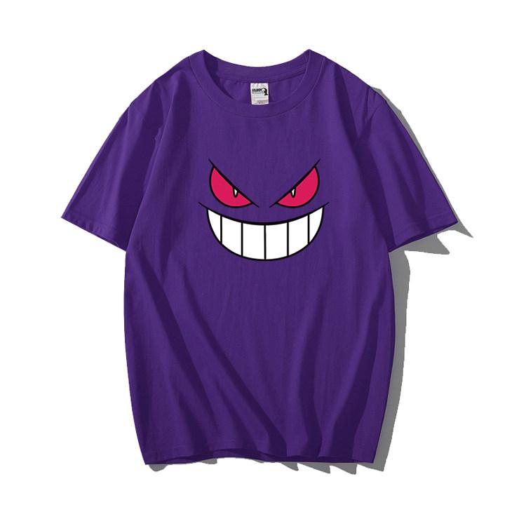 Pokmon Gengar Printing Tee Pure Cotton Tshirt Unisexs 2026 Summer Fashion Oversize Street Casual Y2k Tops Streetwear Clothing