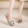 Flat-bottomed soft leather round head leather shoes autumn new soft-soled non-slip Doudou one-pedal single shoes women's shoes