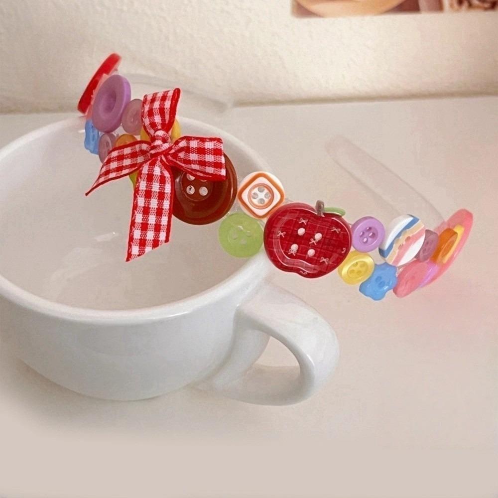 Y2k Childishness Hairband Dopamine Bow Hair Clip Cute Coloured Button Headband  Photograph Prop