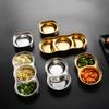 Stainless Steel Divided Dip Bowls Sauce Plate Seasoning Dipping Condiment Tray for BBQ Vinegar Spice Ketchup Salt Sugar Flavor