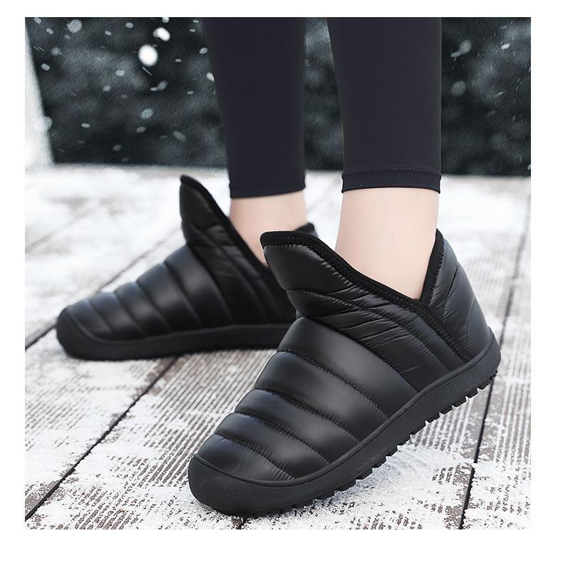 Botas de nieve de terciopelo para mujer, zapatos informales de lona, cálidos, impermeables, de algodón, de caña alta, gruesos, antideslizantes, para invierno