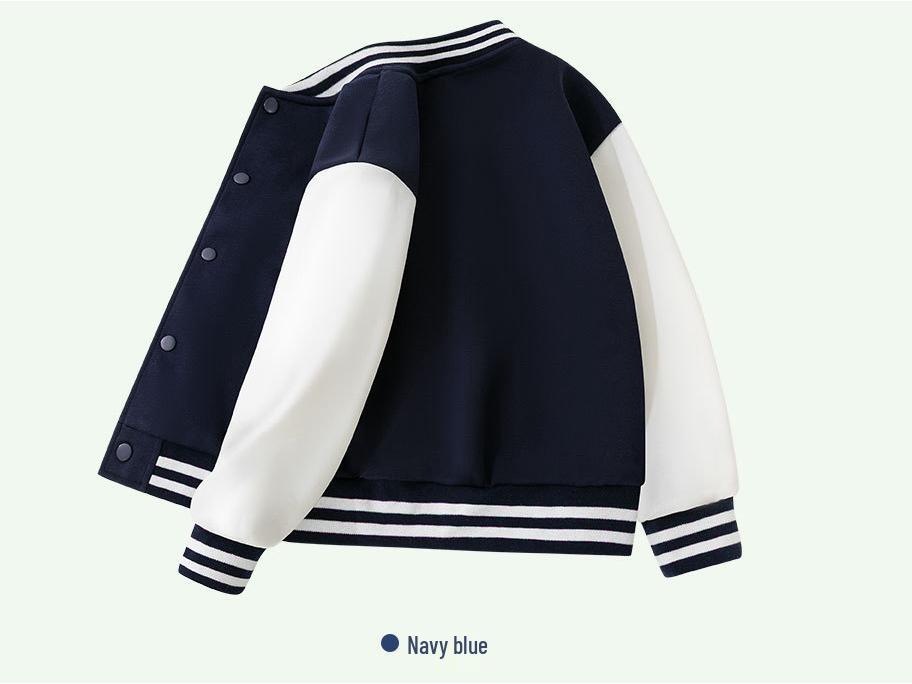 Kids' Color Block Baseball Jacket - Trendy Spring Long Sleeve Cardigan for Boys & Girls 2026.