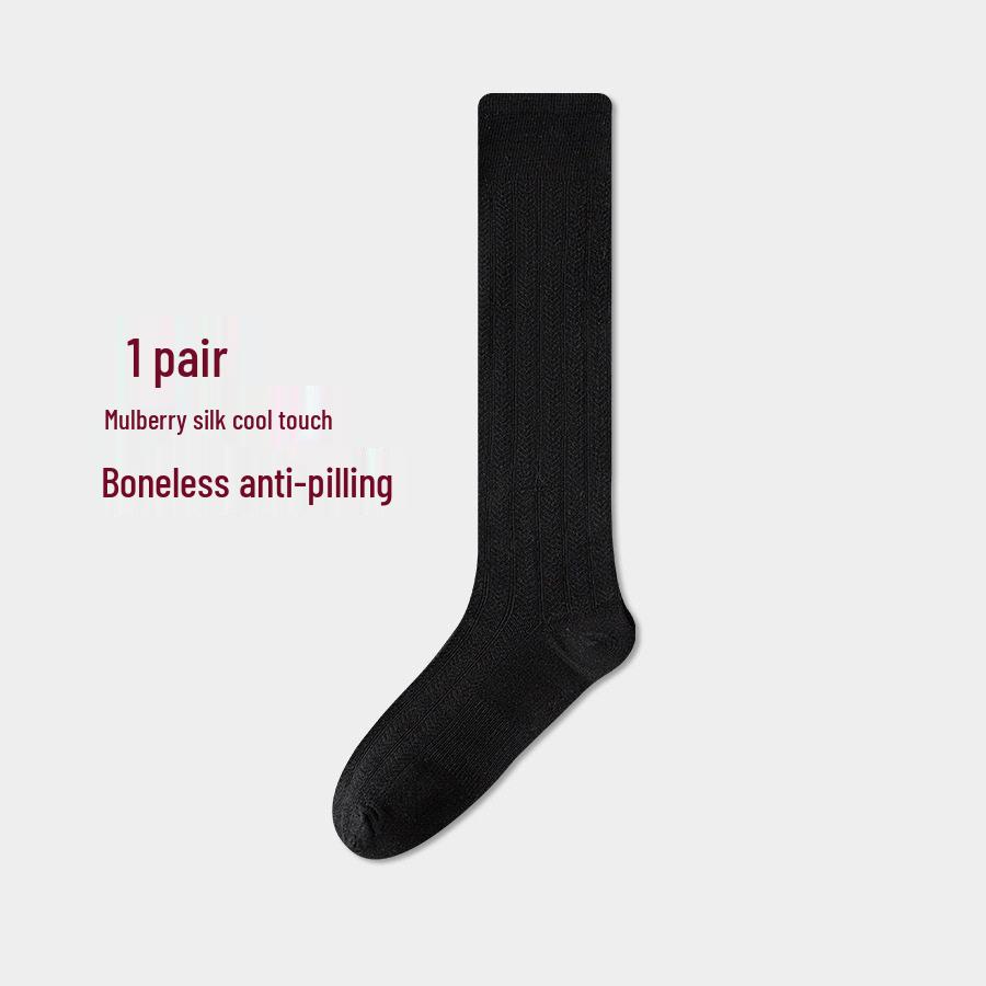 Men's Striped Silk Business Socks - Breathable, Thin, Anti-Odor Calf-Length.