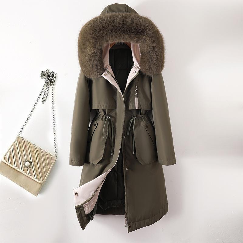 Winter Jacket Women Parka Clothes Long Coat Wool Liner Hooded Jacket Fur Collar Thick Warm Snow Wear Padded Parka