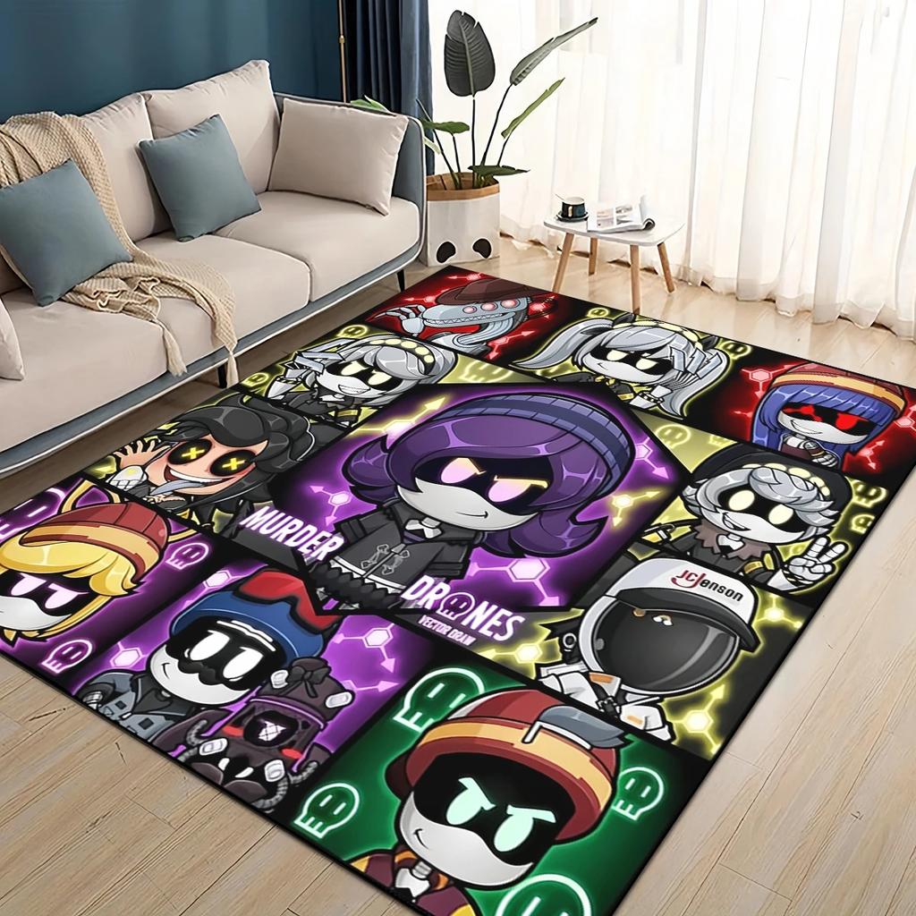 Murder Drones 3D Print Cartoon Uzi V J Robot Gift Carpet Rug for Living Room Bedroom Home Sofa Decoration,kid Non-slip Floor Mat