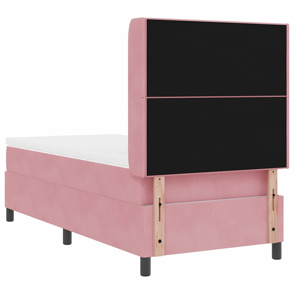 Box Spring Bed with Mattress and Headboard Pink 80 x 200 cm Velvet