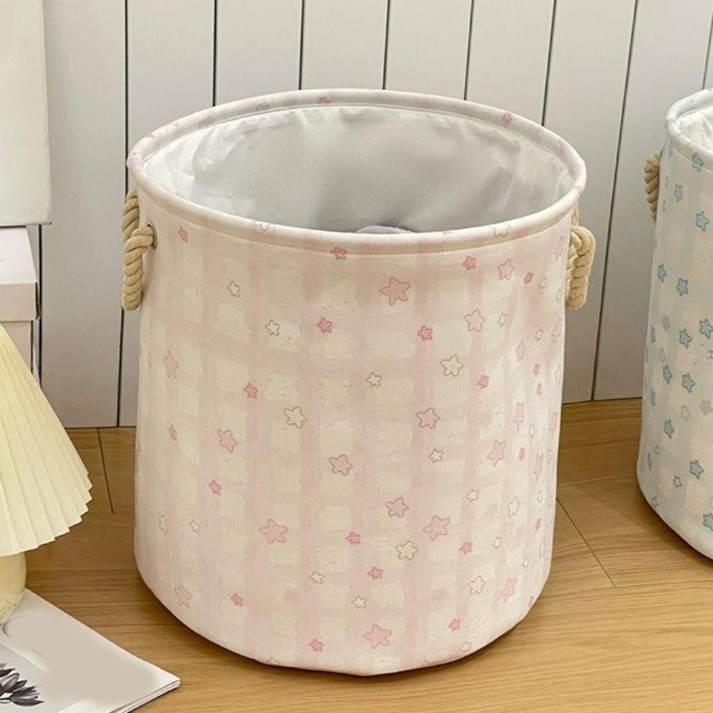 Cute Dirty Clothes Basket Round Shape Sundries Storage Basket Portable Laundry Hamper Apartments