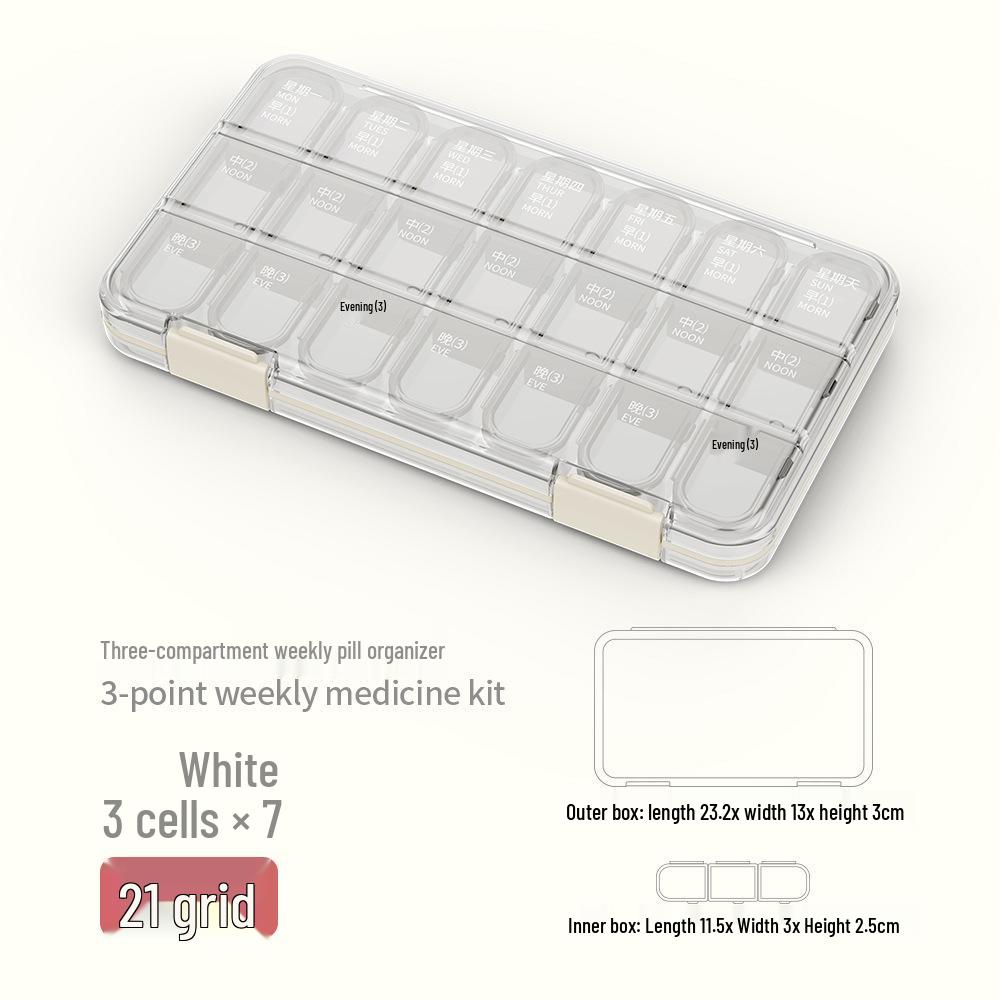 

Портативный еженедельный органайзер для таблеток с 21 отделением - Большая вместимость, герметичные многосекционные отделения для хранения и выдачи лекарств