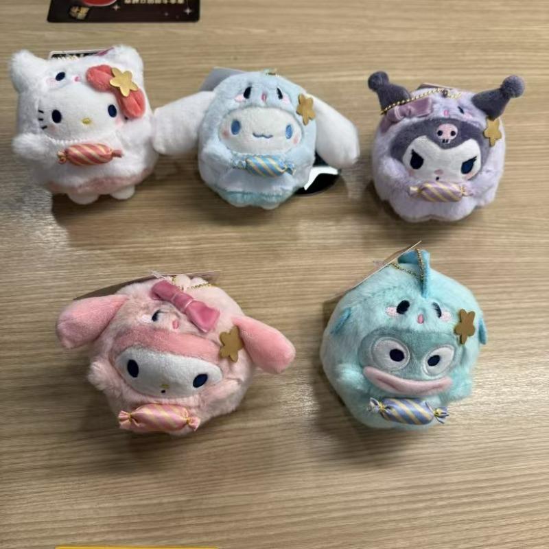 Halloween Ghost Candy Series Kuromi Cinnamoroll My Melody Hangyodon Hello Kitty Plush Toy Keychain Kawaii Cute Soft Gift