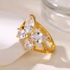 Fashion Zircon Butterfly Rings For Women Gold Color Stainless Steel Butterfly Ring Wedding Christmas Hypoallergenic Jewelry Gift