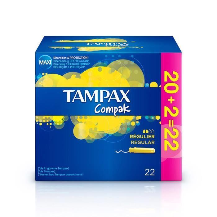 TAMPAX Compak Régulier Hygiène Féminine x22 Tampon