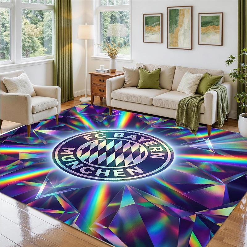 Bayern Munich Design Crystal Velvet Rug Soft Decorative Mat for Bedroom Entrance