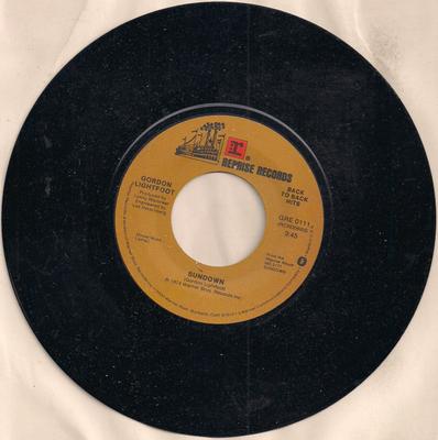 Δίσκος 7 ιντσών GORDON LIGHTFOOT - Sundown / Carefree Highway GRE0111 Reprise Records 1983 US Folk Μεταχειρισμένο
