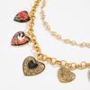Floral Heart Charms Necklace Double Layer Necklace Vintage