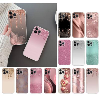 Phone Case For Iphone 17 Pro Max Air 16 15 14 13 Pro Max 15 16 Pro 15Plus Pink Gold Rose