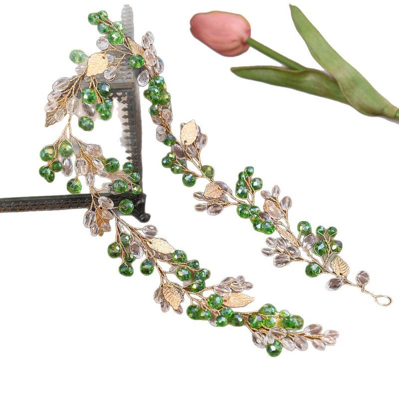 Bridal headband hair accessories braided leaf crystal headband headband headband