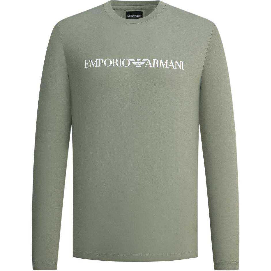 

Emporio Armani Мужская футболка с длинным рукавом и принтом логотипа FW23, свободный крой, круглый вырез, топ, зеленый, 8N1TN8-1JPZZ-0598 XS