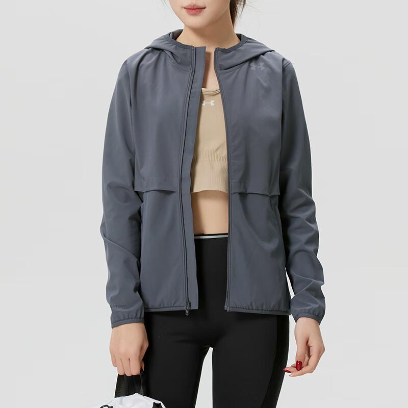 Under Armour Windproof Water-Resistant Fitness Training Woven Hooded Long Sleeve Running Jacket Women jackets 6009542-025