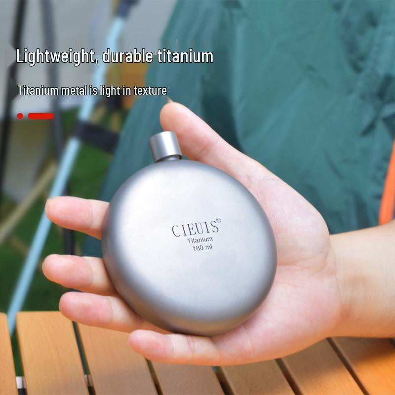 CIEUIS 180ML Pure Titanium Round Mini Portable Wine Pot for Outdoor Use No Accessories