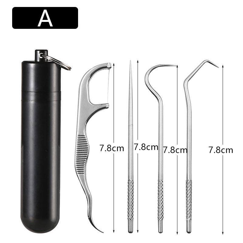 1 Set Stainless Steel Toothpick Set Tooth Flossing Reusable Toothpicks Portable Toothpick Floss Teeth Cleaner Oral Cleaning