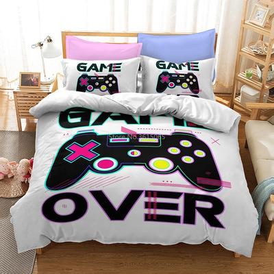 Digitaldruck Gamer Gamepad 3D Bettwäscheset Druck Bettbezug Set mit Kissenbezug Europa/Australien/USA Größe für Schlafzimmerdekor