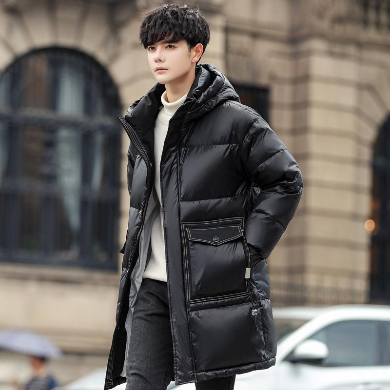 Winter New Down Jacket Hooded Long Men's Korean Version Trend Thickened Men's Jacket Men's Long Down Jacket Men's