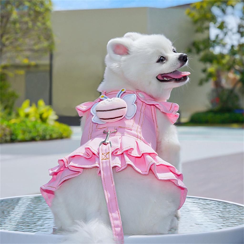 Bright Dog Harness Dress with Lead for Small Breeds Walking Training Vest for Comfortable and Safety Outdoor Activity