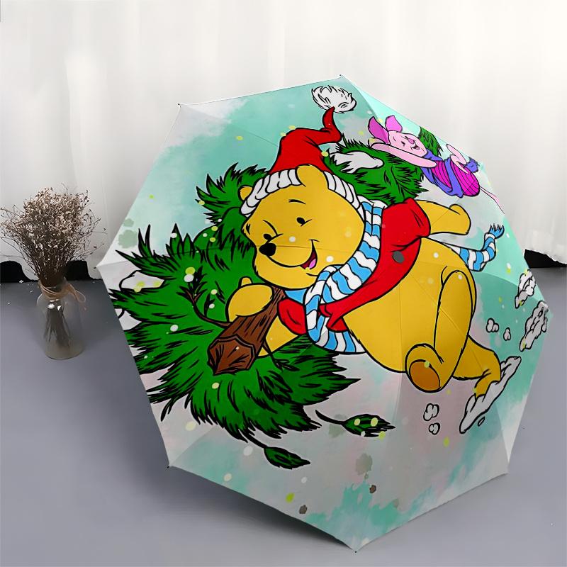 Winnie and Friends Themed Travel Umbrella-8 Ribs Automatic Opening and Closing, Portable Folding Design, Compact and Stylish Umbrella