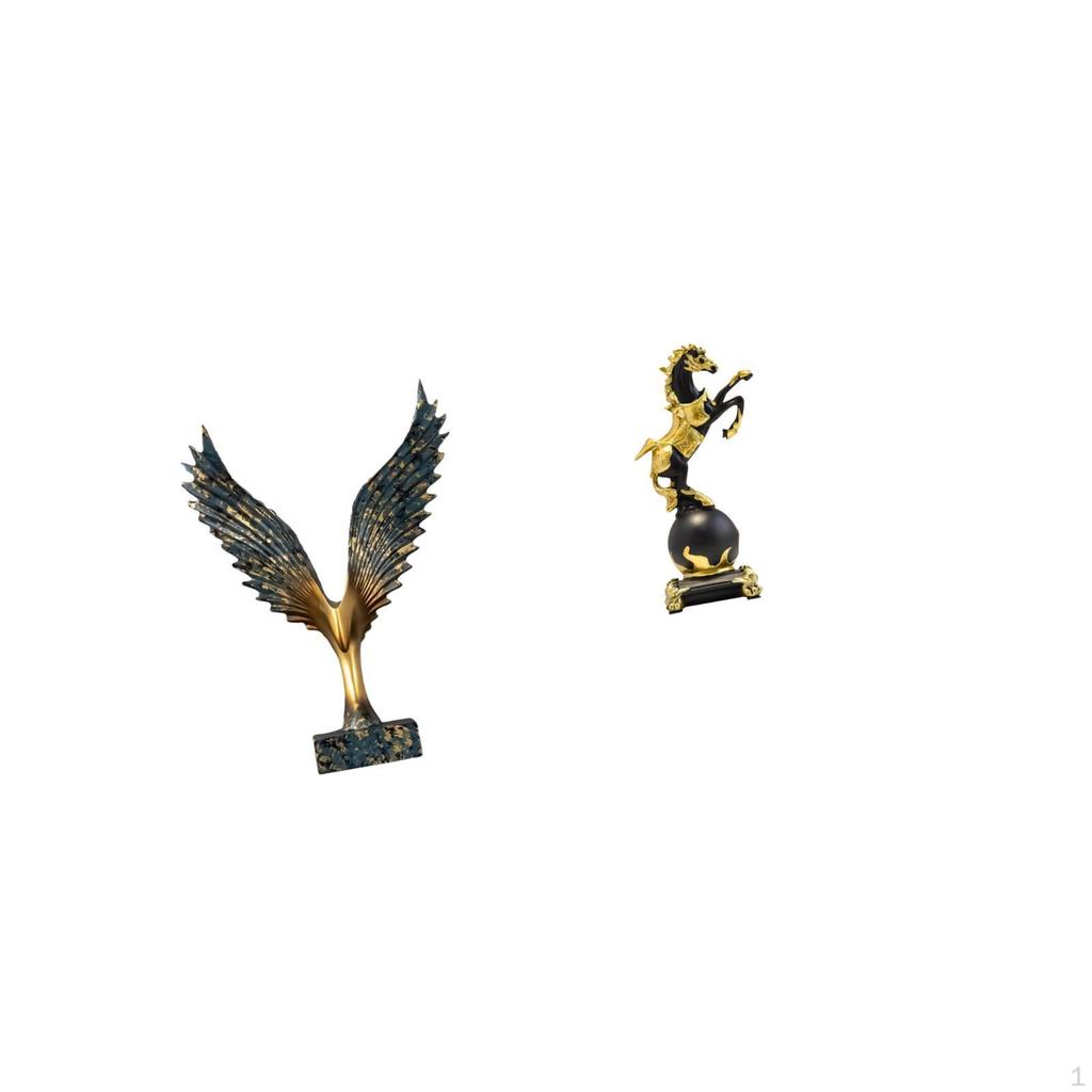 Resin Spreading Wing Horse Statue Sculpture Modern Feng Shui Ornament Decorative Animal Figurine