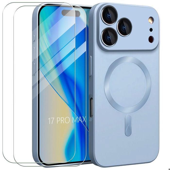 Coque de Téléphone - E.F.Connection - iPhone 17 Pro Max - avec Anneau Magnétique -Bleu - 2 Vitres