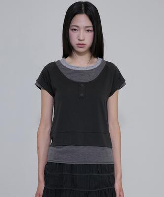 Peulleeoeob 3-Layered Henley T-Shirt (Fl-151_Black)