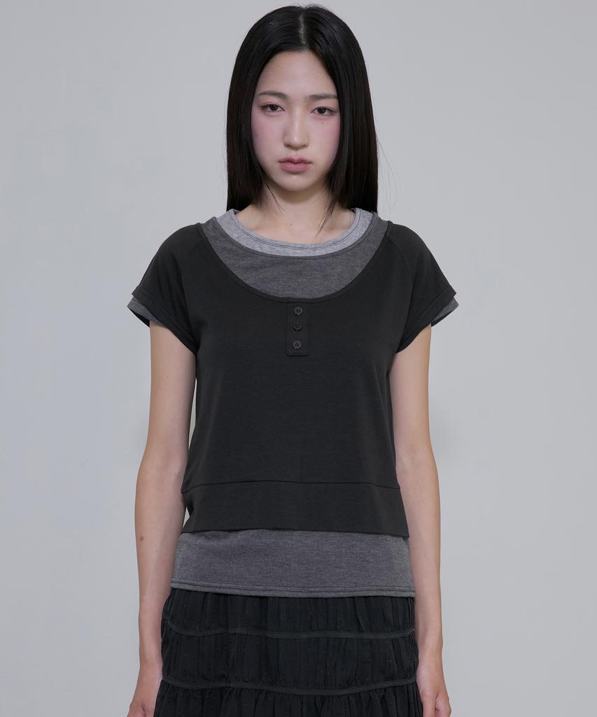Peulleeoeob 3-Layered Henley T-Shirt (Fl-151_Black)