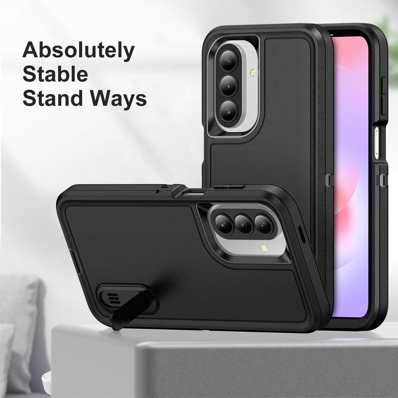 Candy Color Stand Phone Case For Samsung Galaxy S26 Ultra S25 FE S24 S23 Plus A17 A27 A37 A57 A15 A16 A36 A56 5G Hybrid 3in1 Shockproof Bumper Cover