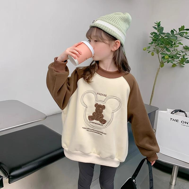 

Девичья толстовка с длинным рукавом на весну и осень 2025 года - модный детский свободный топ 120cm