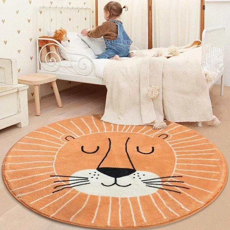 Cartoon Cute Carpets for Living Room Bedroom Decor Round Rugs Non-slip Chair Floor Mat Children's Room Bedside Carpet Study Rug
