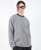 Deumakeu M Stripe Loose-Fit Long Sleeve Tee - Dark Navy