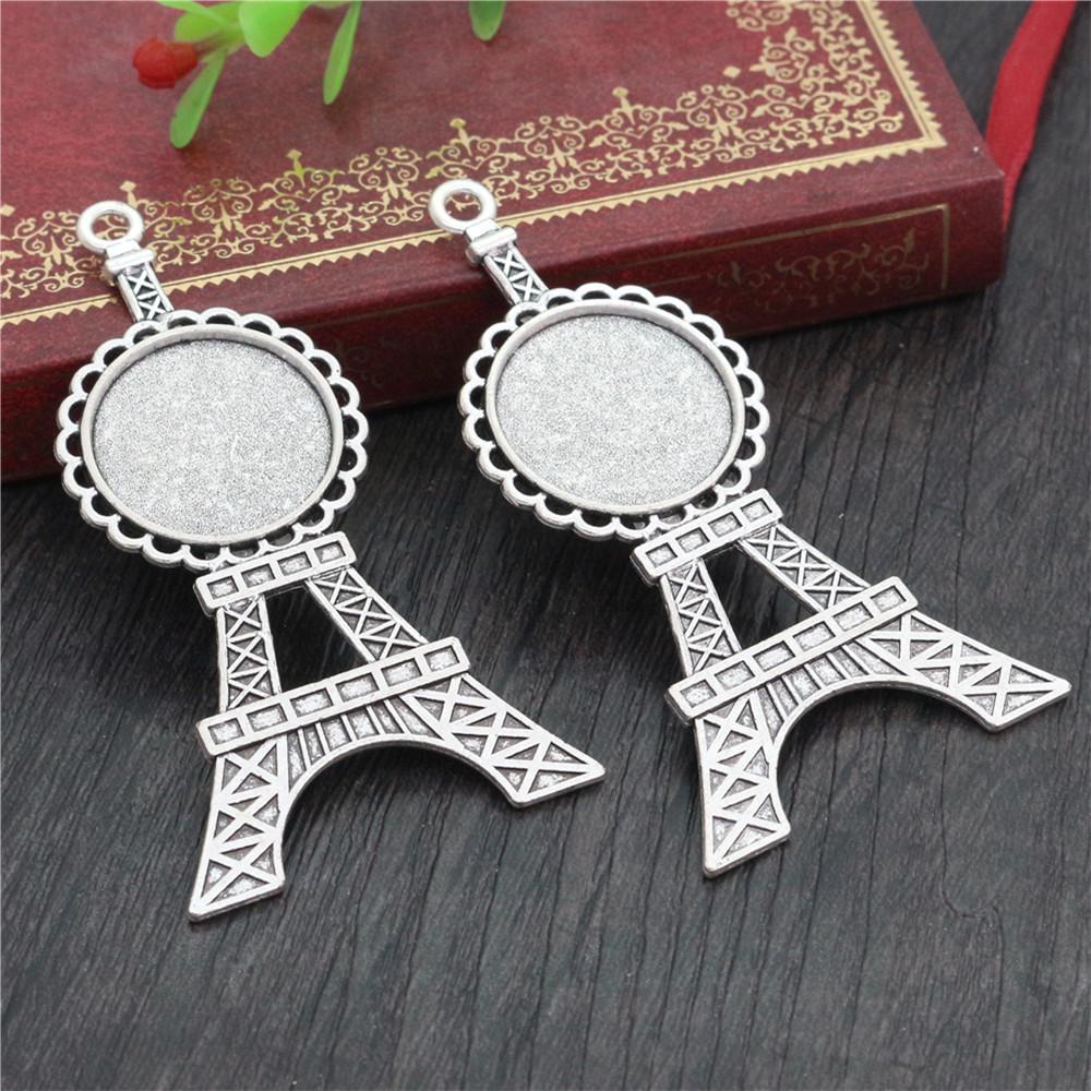 10pcs 20mm Inner Size Antique Silver Plated And Bronze Colors Pattern Style Cabochon Base Setting Charms Pendant