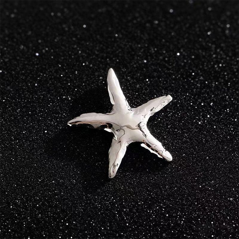 High-Grade Metal Stainless Steel Starfish Brooch Niche Light Luxury High-End Women S Anti-Light Pin Blazer Accessories