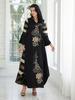 SZ010 Damen Patchwork Gestreiftes Abaya Langes Kleid - Nahöstlicher Muslimischer Stil Robe