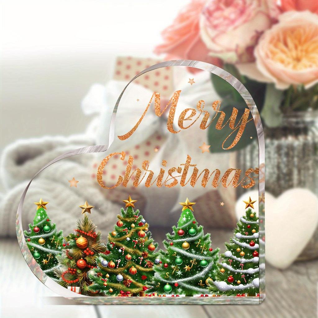2D Flat Heart-shaped Acrylic Christmas Decoration, Indoor and Outdoor Decoration - No Battery/electricity Required, Free Day Decoration, Shop Deco