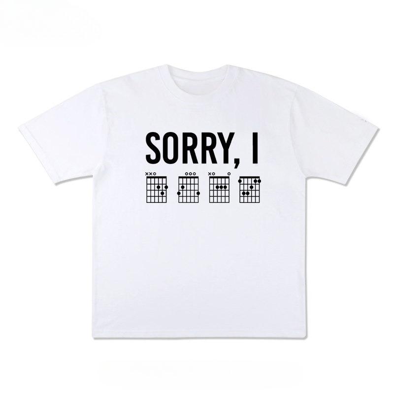 Funny Guitar Chords Sorry I DGAF Hidden Quote Music Graphic T Shirt Unisex Loose Oversized Harajuku Streetwear Cotton Summer