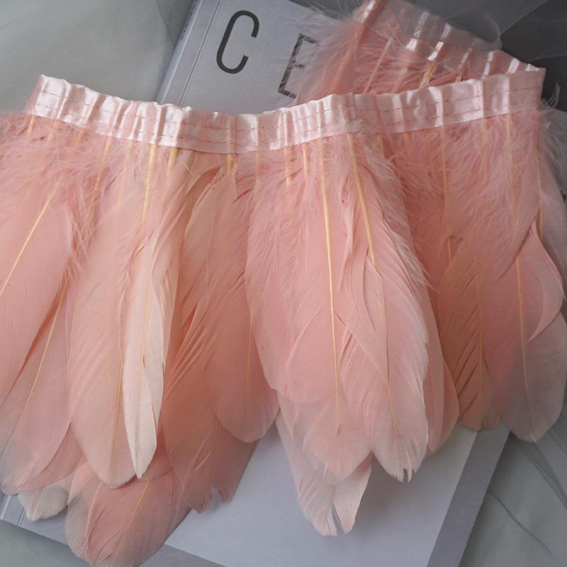 Color Hard Floating Feather Cloth Edge Goose Feather Cloth Strip Diy Feather Flower Skirt Shawl Stage Costume Wing Decoration