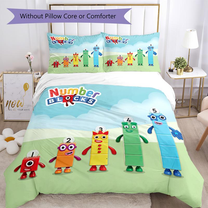 Numberblocks Bettwäsche-Set Atmungsaktiver Bettbezug mit Kissenbezügen Heimdekoration Geburtstagsgeschenk