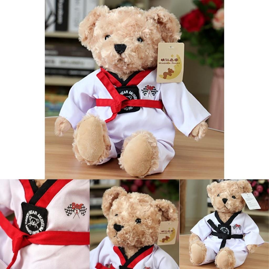 Wholesale Taekwondo Teddy Bear Plush Toy Martial Arts Gift With Logo Rose Velvet Filling 30cm